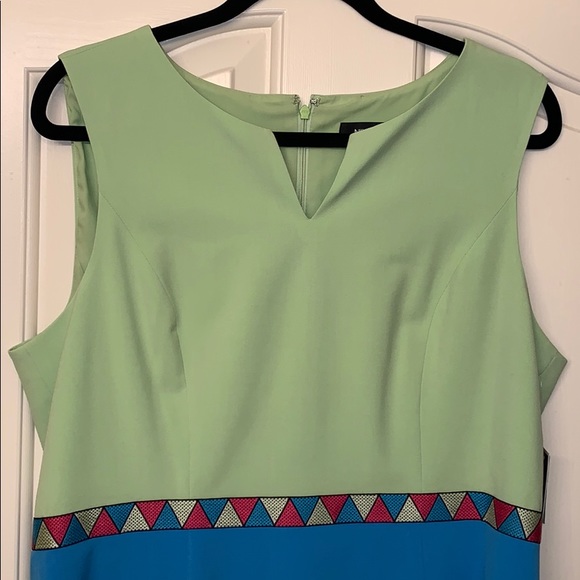 NWT Nine West neon dress with geometric accent - Picture 2 of 7